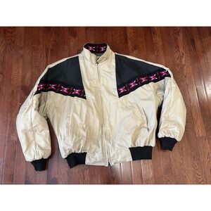 Vintage Western Frontier Tan Bomber Jacket Aztec 2XL Blanket Lined